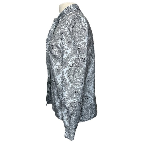 Vintage black and white paisley print blouse - Picture 3 of 7